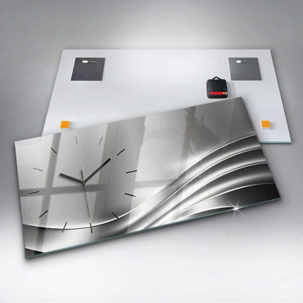 Horizontálne hodiny Strieborná abstrakcia