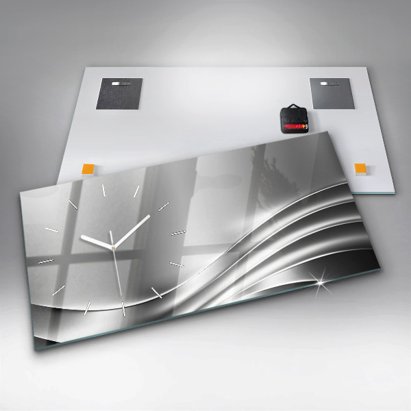 Horizontálne hodiny Strieborná abstrakcia