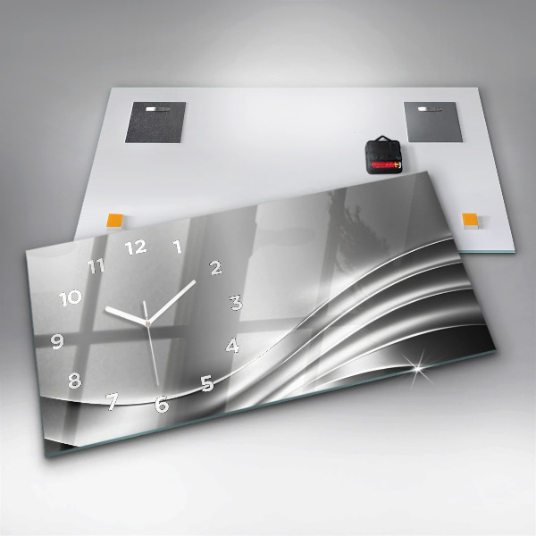 Horizontálne hodiny Strieborná abstrakcia