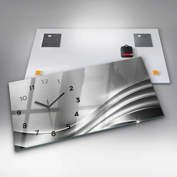 Horizontálne hodiny Strieborná abstrakcia