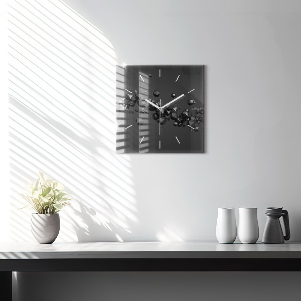 Štvorcové hodiny Čierna abstrakcia
