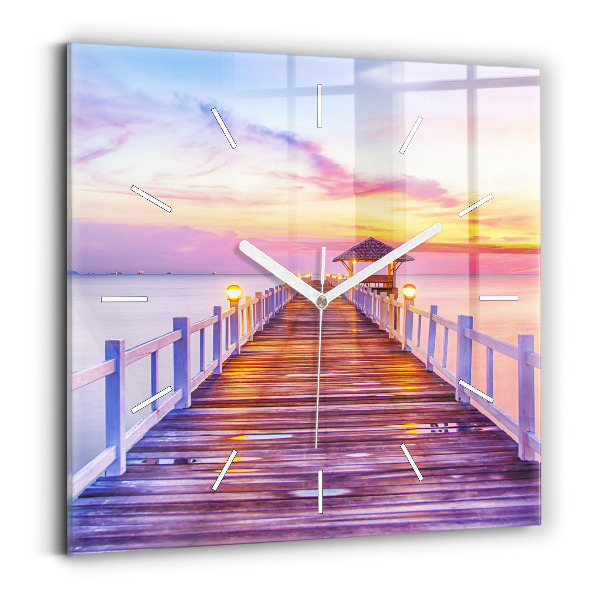 Štvorcové hodiny Most v prístave večer