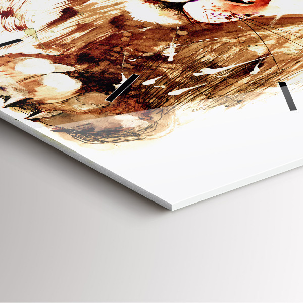 Štvorcové hodiny Ilustrácia hnedého leva