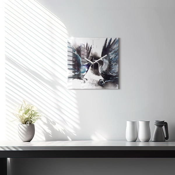 Štvorcové hodiny Maľované vtáky