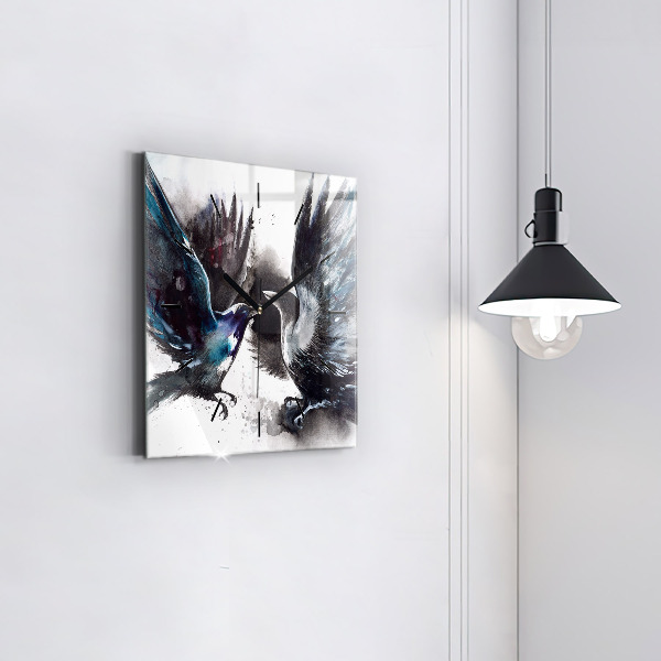 Štvorcové hodiny Maľované vtáky