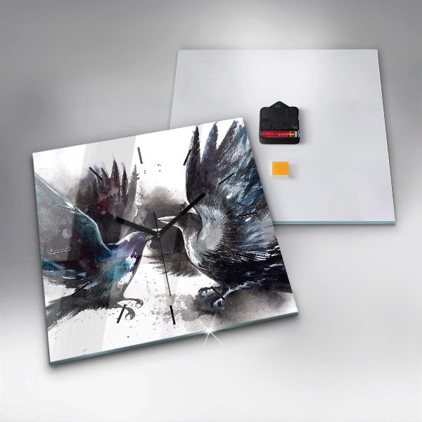 Štvorcové hodiny Maľované vtáky