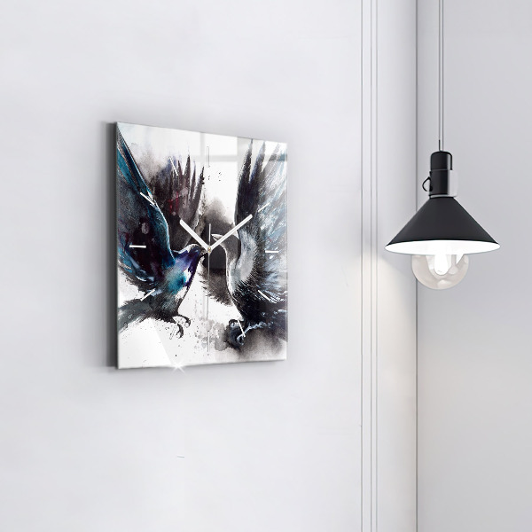 Štvorcové hodiny Maľované vtáky