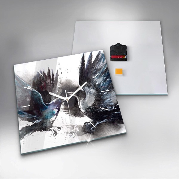 Štvorcové hodiny Maľované vtáky