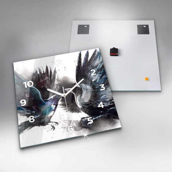 Štvorcové hodiny Maľované vtáky