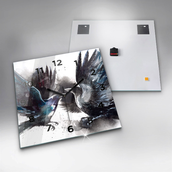 Štvorcové hodiny Maľované vtáky