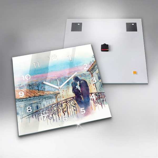 Štvorcové hodiny Ľudia v akvarelu