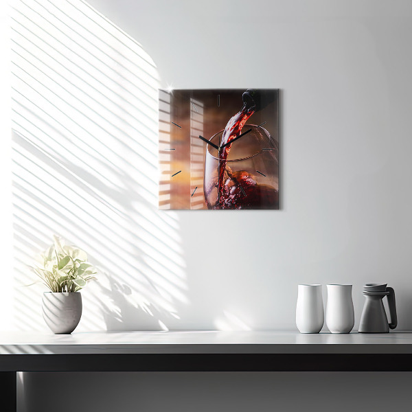 Štvorcové hodiny Pohárik červeného vína