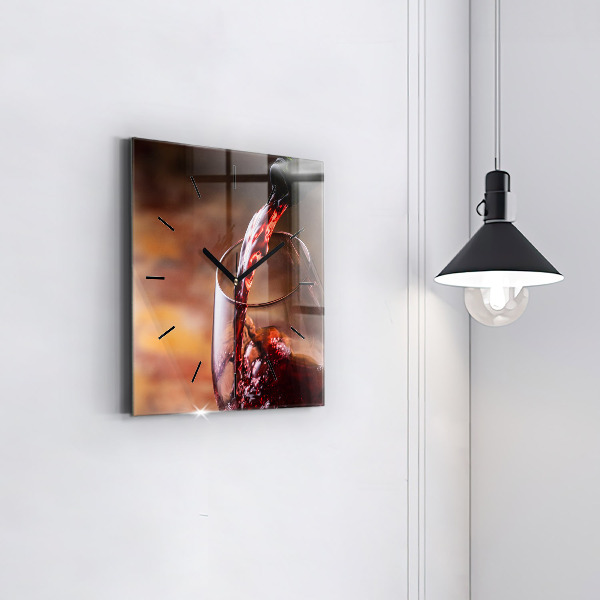 Štvorcové hodiny Pohárik červeného vína