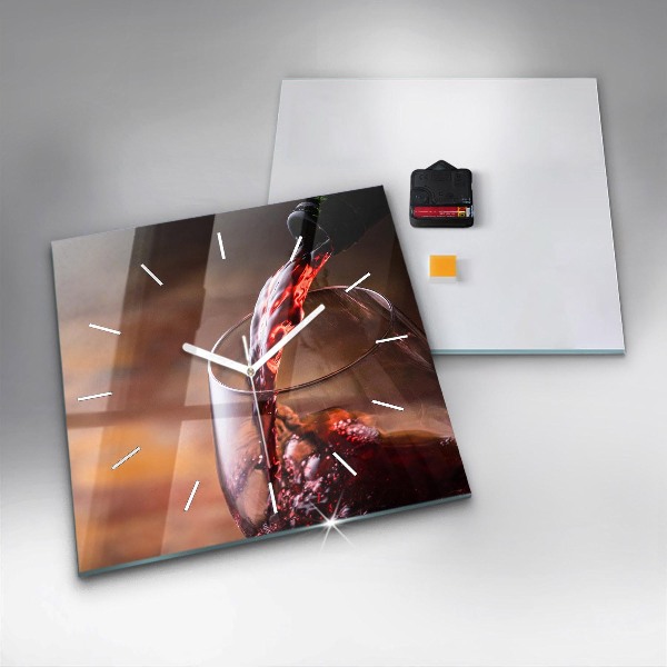 Štvorcové hodiny Pohárik červeného vína