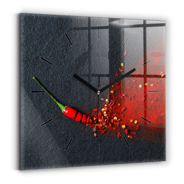 Štvorcové hodiny Korenie z červenej papriky