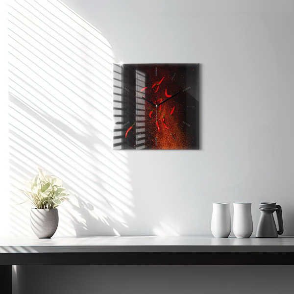 Štvorcové hodiny Chilli papričky