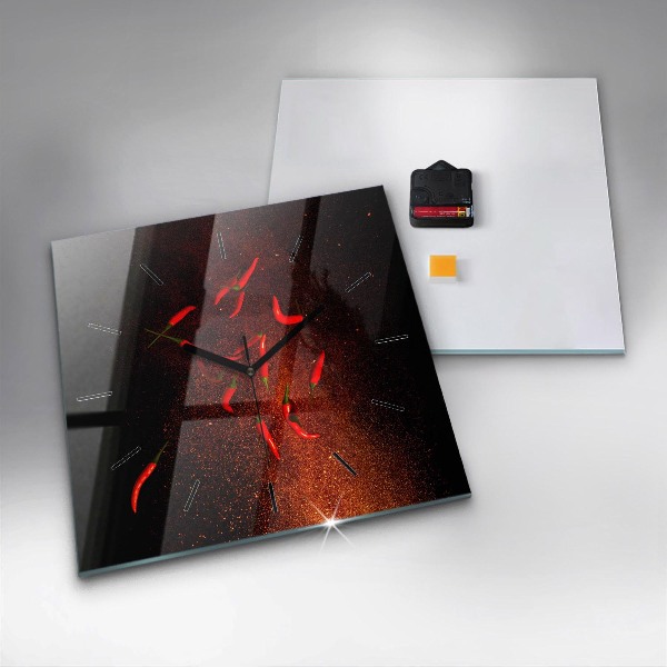 Štvorcové hodiny Chilli papričky