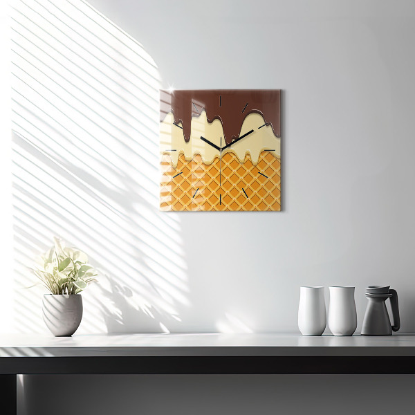 Štvorcové hodiny Vafle a zmrzlina