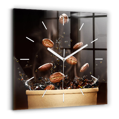 Štvorcové hodiny Horúca káva