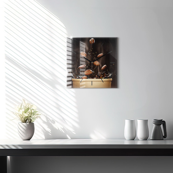 Štvorcové hodiny Horúca káva