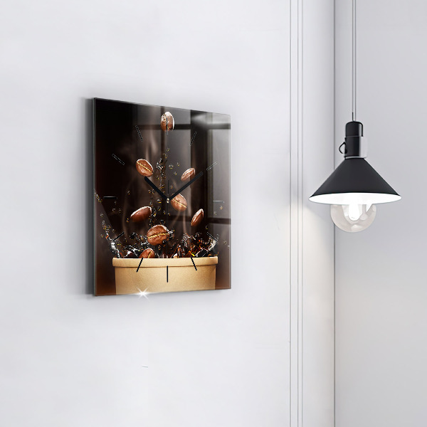 Štvorcové hodiny Horúca káva