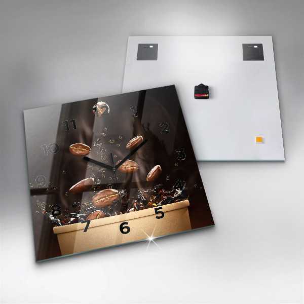 Štvorcové hodiny Horúca káva