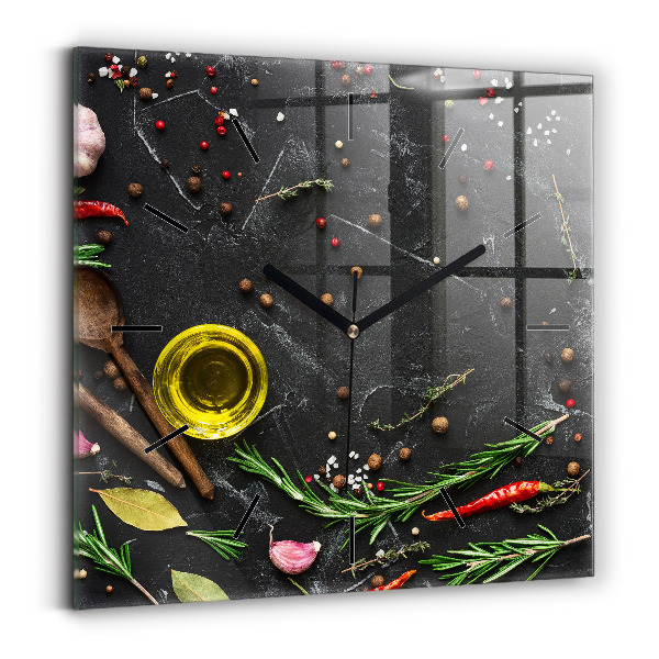 Štvorcové hodiny Korenie na pulte