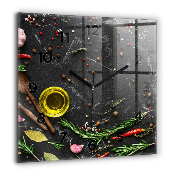 Štvorcové hodiny Korenie na pulte