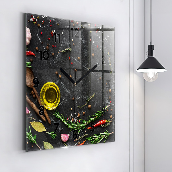 Štvorcové hodiny Korenie na pulte