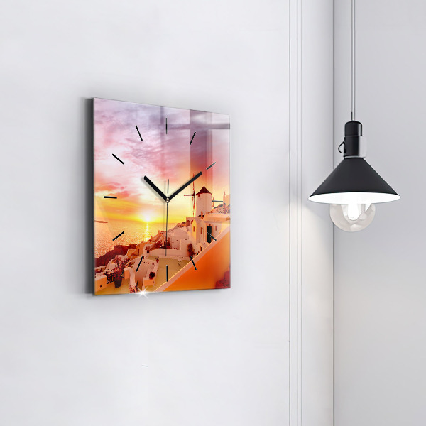 Štvorcové hodiny Starý veterný mlyn na Santorini