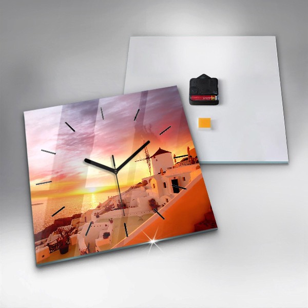 Štvorcové hodiny Starý veterný mlyn na Santorini