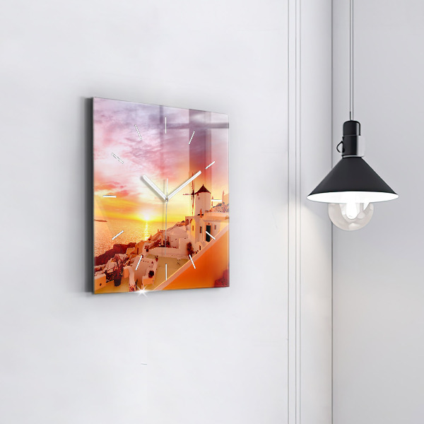 Štvorcové hodiny Starý veterný mlyn na Santorini