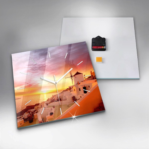 Štvorcové hodiny Starý veterný mlyn na Santorini