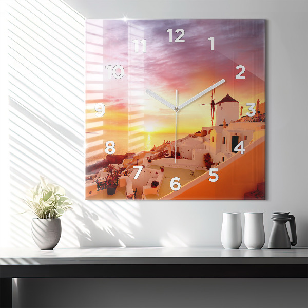 Štvorcové hodiny Starý veterný mlyn na Santorini