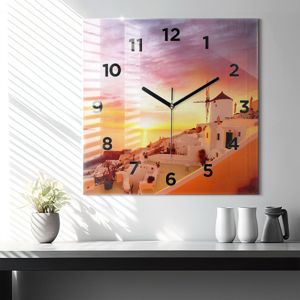 Štvorcové hodiny Starý veterný mlyn na Santorini