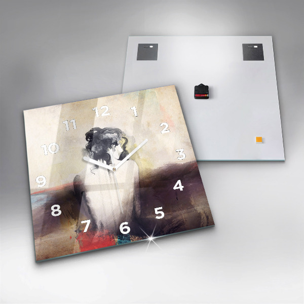 Štvorcové hodiny Abstraktný portrét ženy