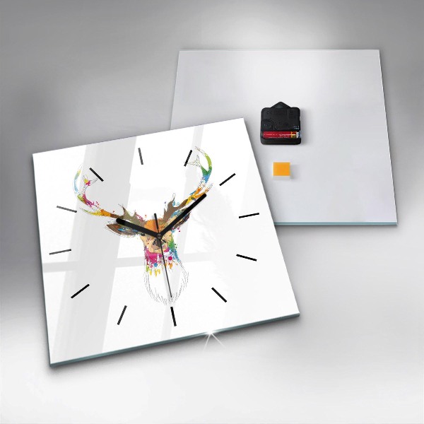 Štvorcové hodiny Farebná hlava jeleňa