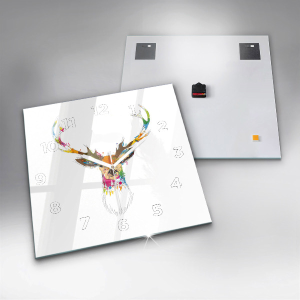 Štvorcové hodiny Farebná hlava jeleňa