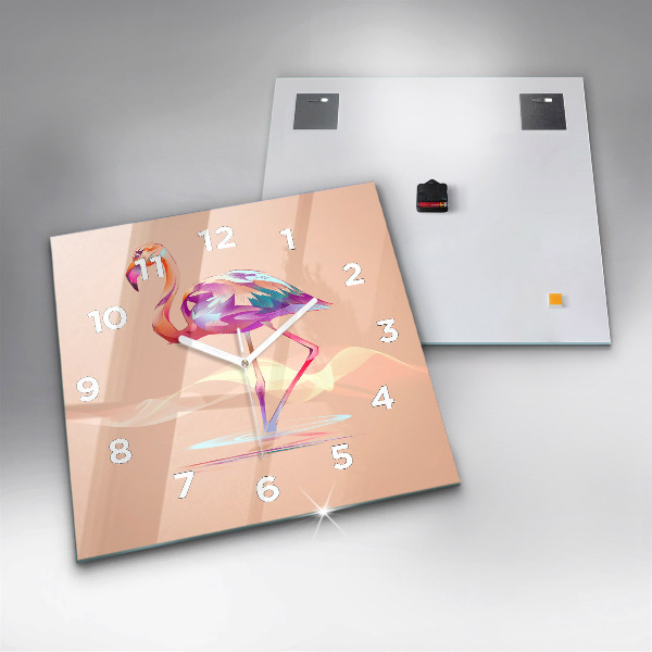 Štvorcové hodiny Ilustrácia plameniaka