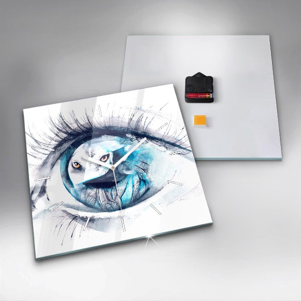 Štvorcové hodiny Ilustrácia vlčí pohľad