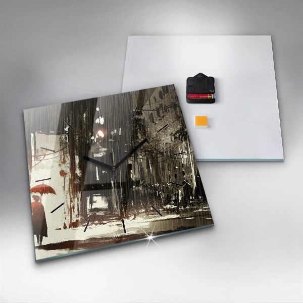 Štvorcové hodiny Žena v daždivej noci