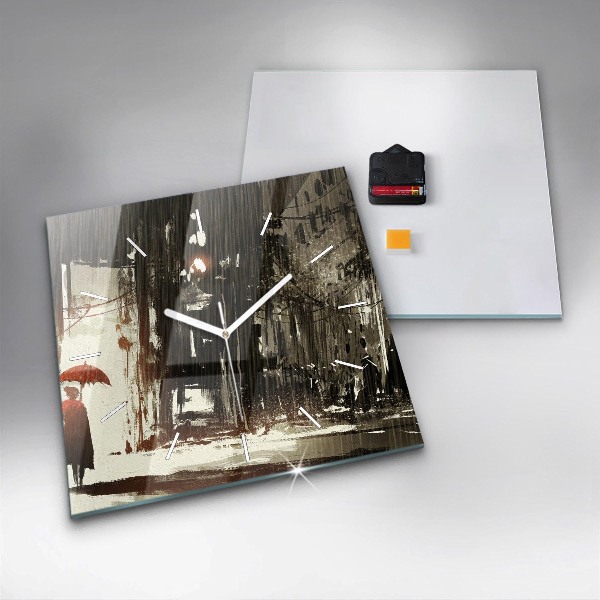 Štvorcové hodiny Žena v daždivej noci