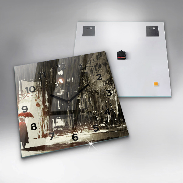 Štvorcové hodiny Žena v daždivej noci