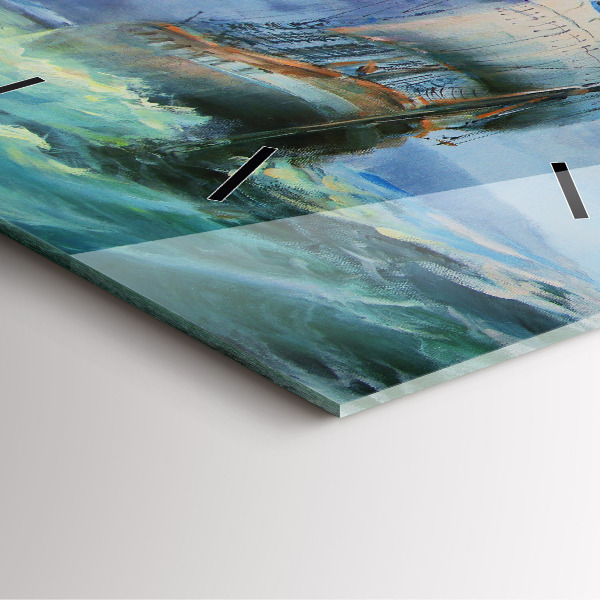 Štvorcové hodiny Loď na vode