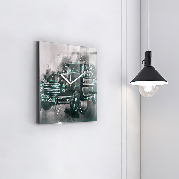 Štvorcové hodiny Staroškolské auto