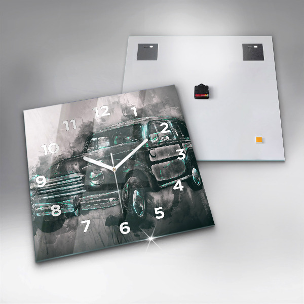 Štvorcové hodiny Staroškolské auto