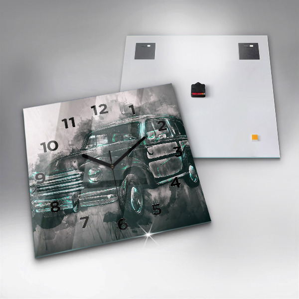 Štvorcové hodiny Staroškolské auto