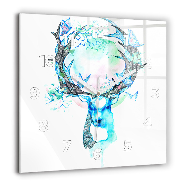 Štvorcové hodiny Ilustrácia jeleňa