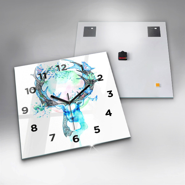 Štvorcové hodiny Ilustrácia jeleňa