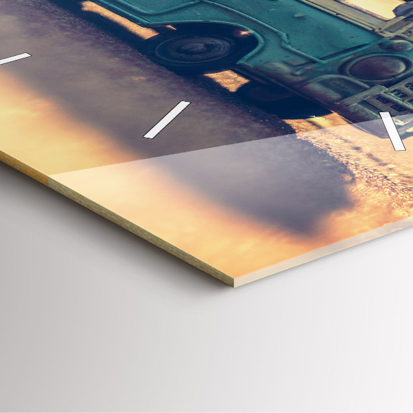 Štvorcové hodiny Karavan na pláži